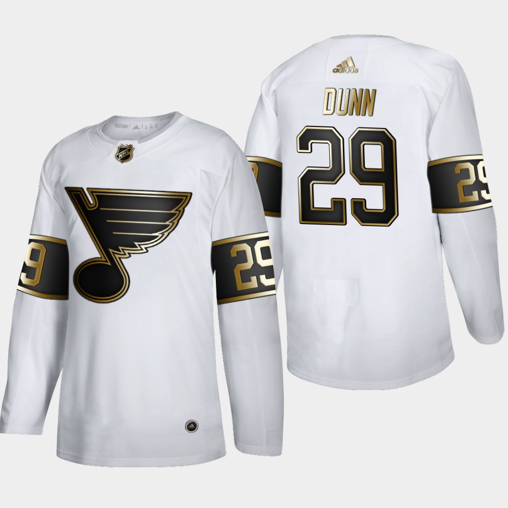 St. Louis Blues 29 Vince Dunn Men Adidas White Golden Edition Limited Stitched NHL Jersey